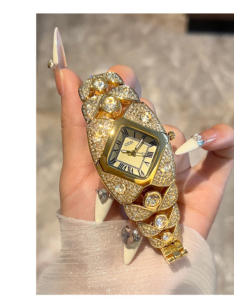 Luxury Full Diamond High-End Bangle Watch for Women