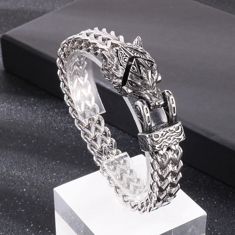 Viking Personalized Eagle Beak Wolf Head Snake Head Bracelet