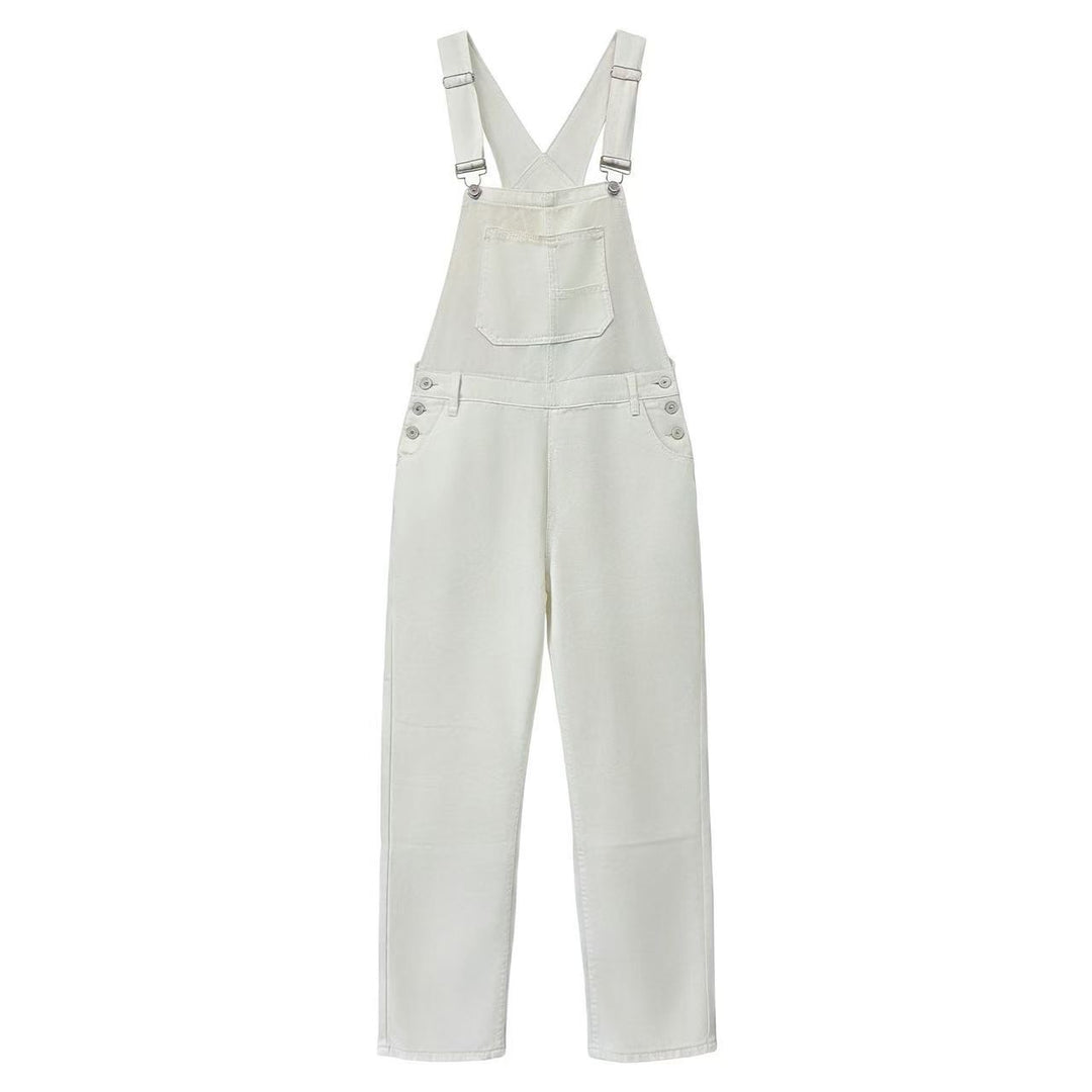 Washed Loose-Fit Denim Overalls