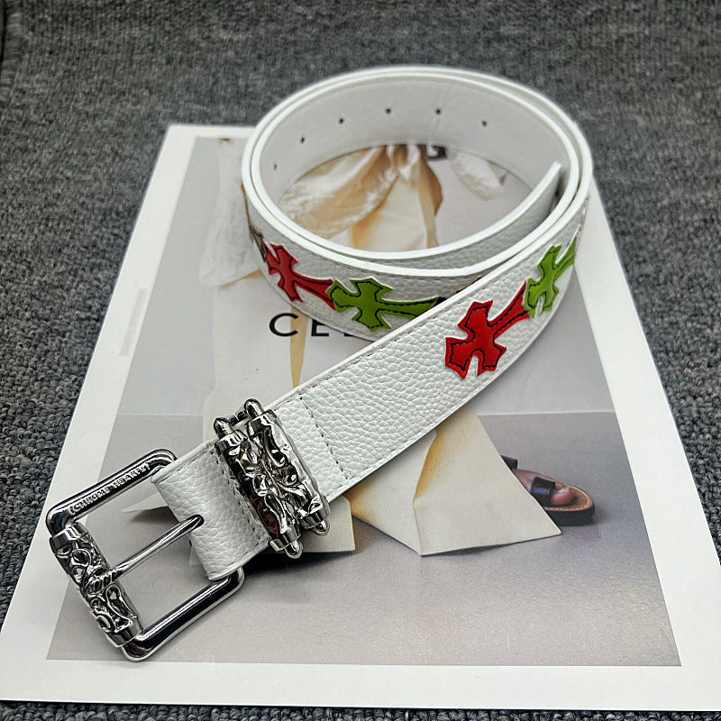 Chrome Hearts Leather pasted Roller type Hollow Vine Needle buckle Belt