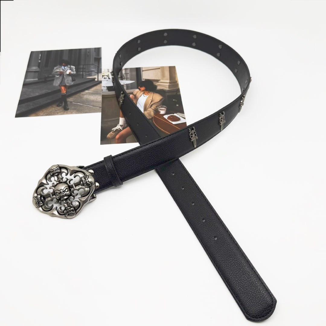 Chrome Hearts Classic Vine Belt with Dagger Stud Accents