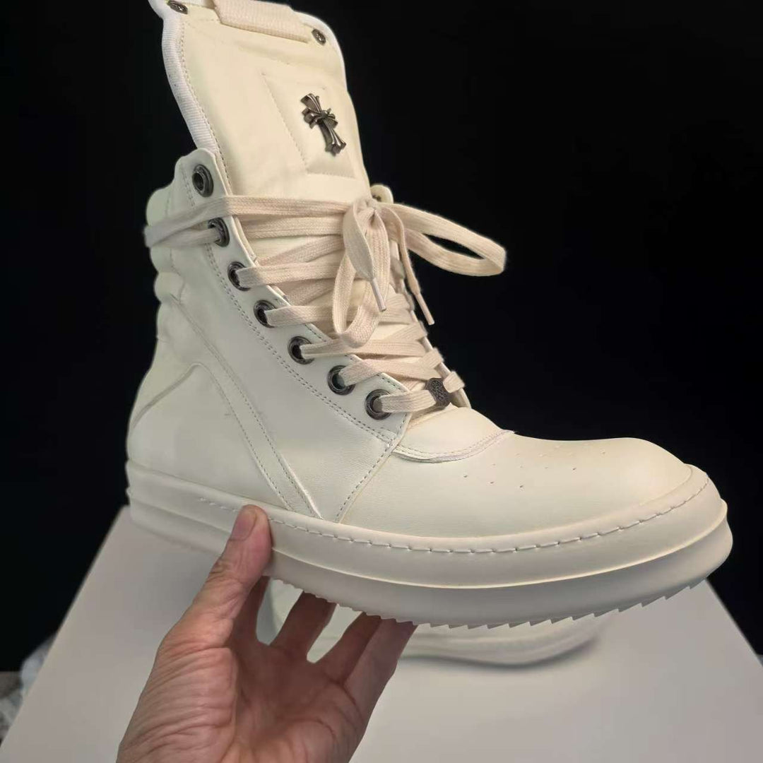 Chrome Hearts Style Mid-Top Sneakers with Platform Sole