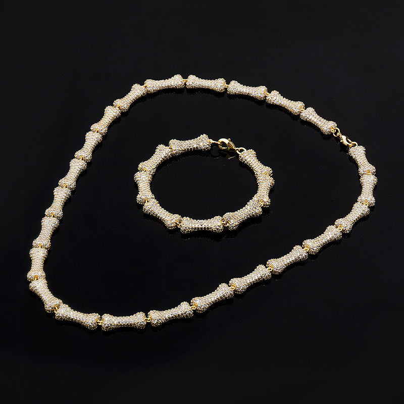 9mm Full Zircon Hip Hop Bone Necklace