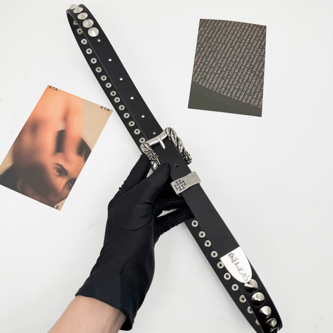 Y2K EDR Brooding Rich Kid Studded Cross Waist Belt