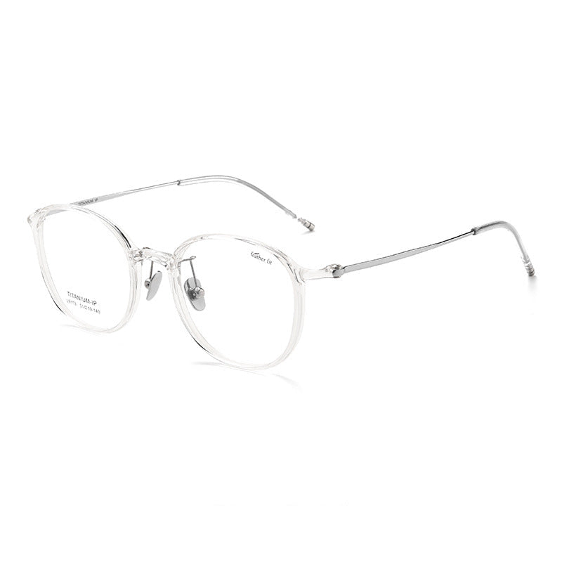Oval ultra-light pure titanium face-slimming glasses