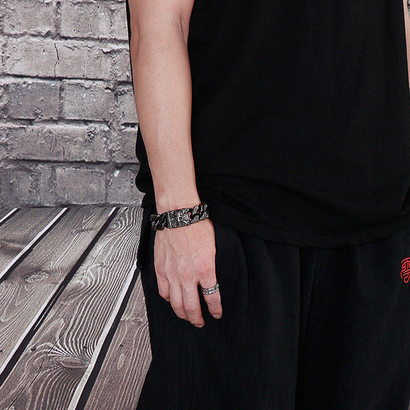 Skull Cuban chain titanium steel bracelet