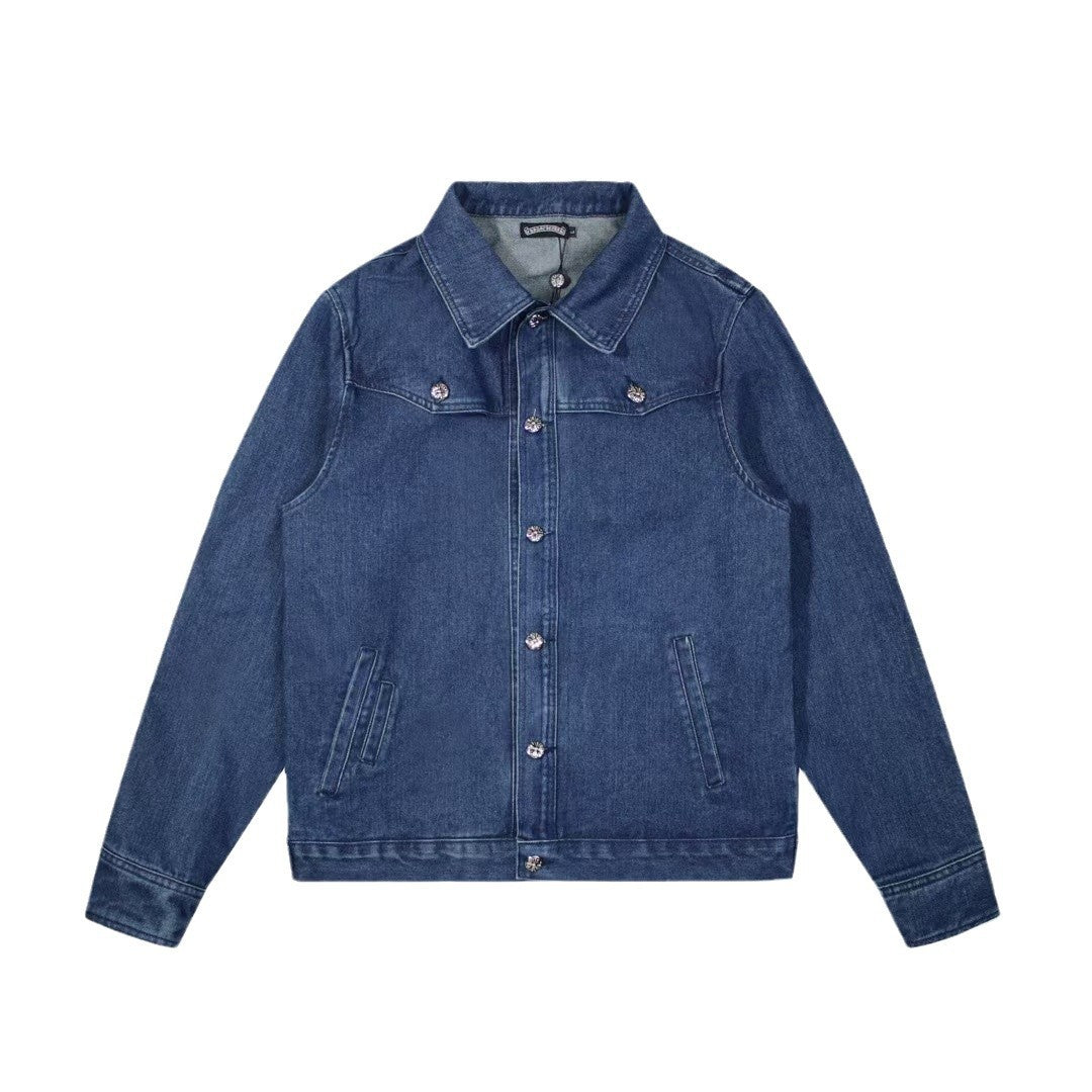 Chrome Hearts Flame Vine Leather Denim Jacket