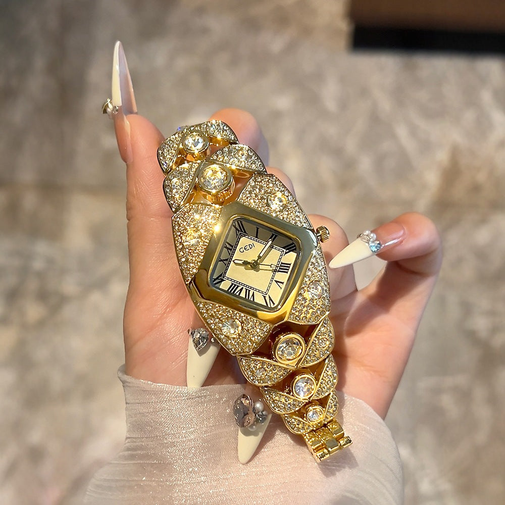 Luxury Full Diamond High-End Bangle Watch for Women