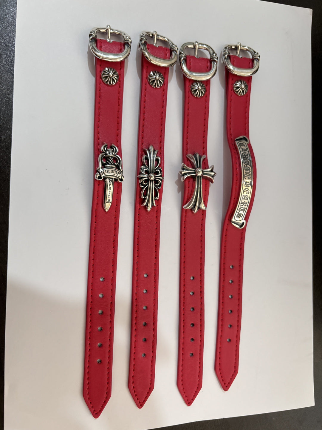 Chrome Hearts Cross, Anchor and Hexagram Leather Bracelet
