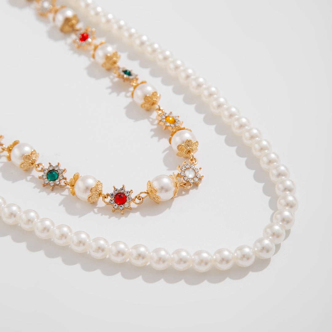 Pearl, Multi-Gemstone, Cross & Floral Pant Chain