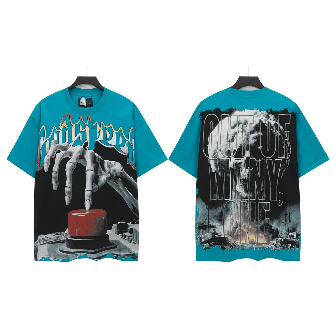 Skull Man rock band print hip-hop loose T-shirt