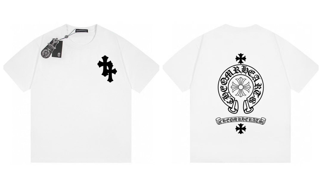 Chrome Hearts Summer Embroidery Print Cotton T-Shirt Short-Sleeve