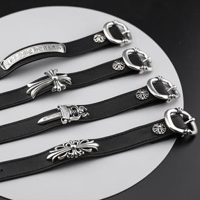 chrome hearts cross dagger leather bracelet