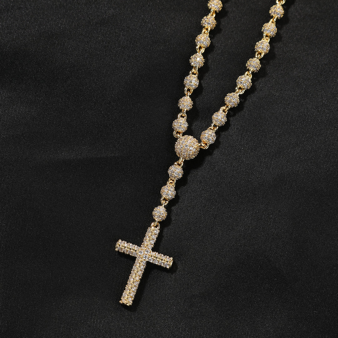 Rosary Clavicle Chain Cross Pendant Beaded Chain