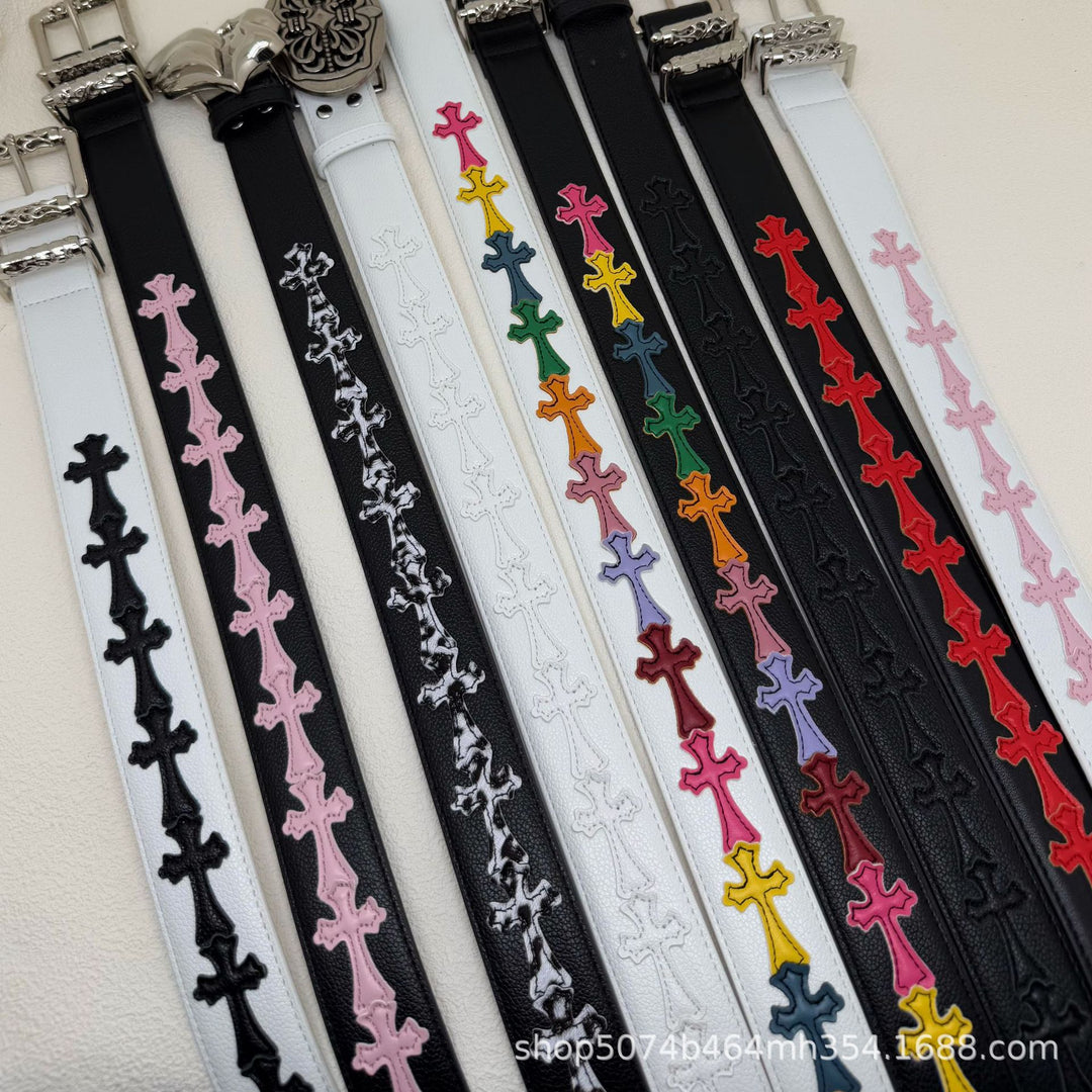 Chrome Hearts Cross-Motif Classic Leather Belt