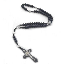 rosary necklace natural wooden beads