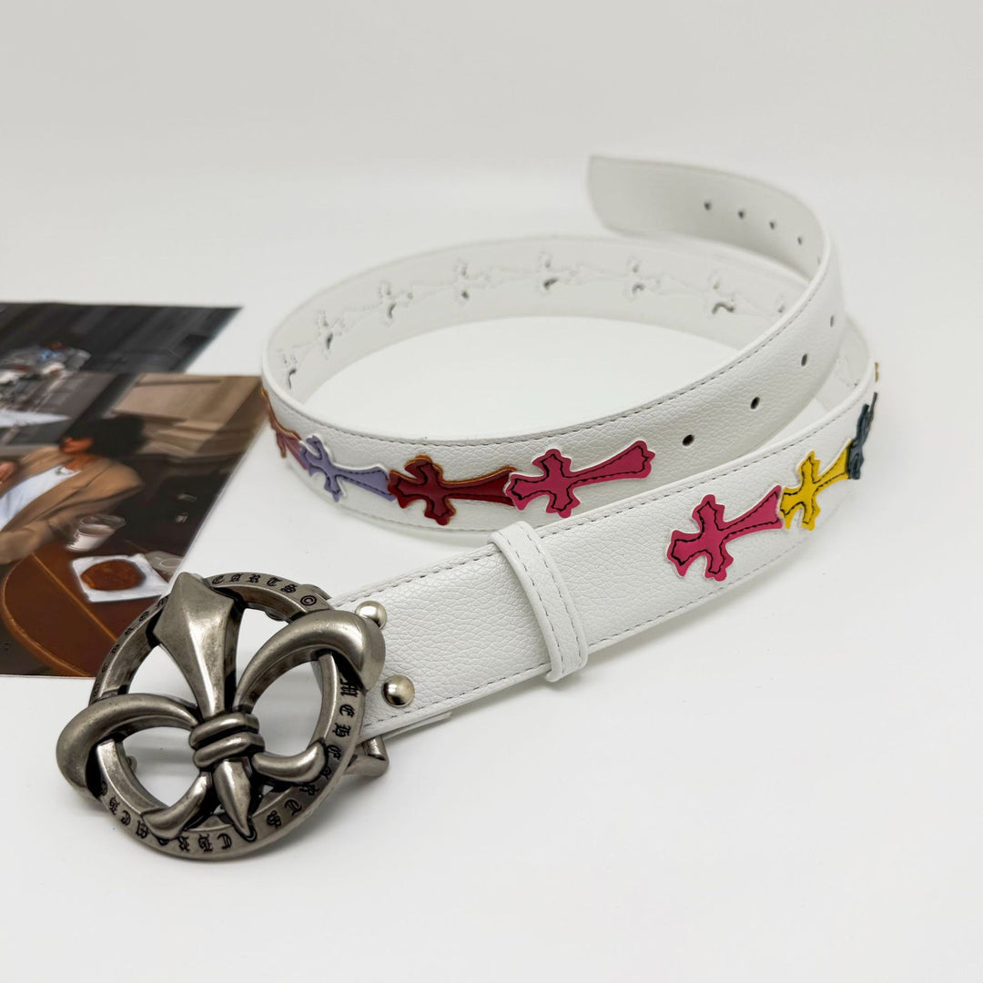 Chrome Hearts Cross-Motif Classic Leather Belt