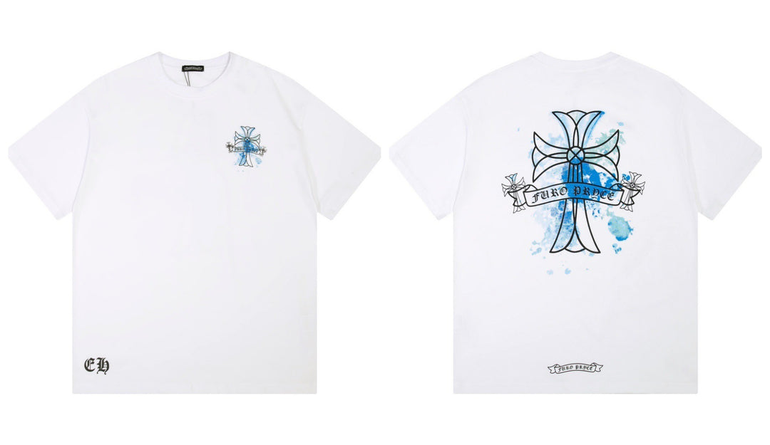 Chrome Hearts Summer Embroidery Print Cotton T-Shirt Short-Sleeve