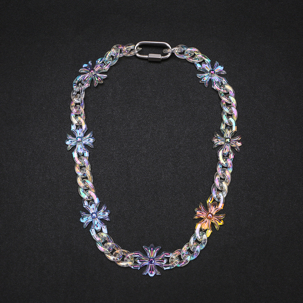 Chrome Hearts transparent resin acrylic cross necklace