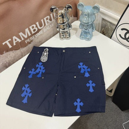 Chrome Hearts cross-patterned silver-plated buckle cargo shorts