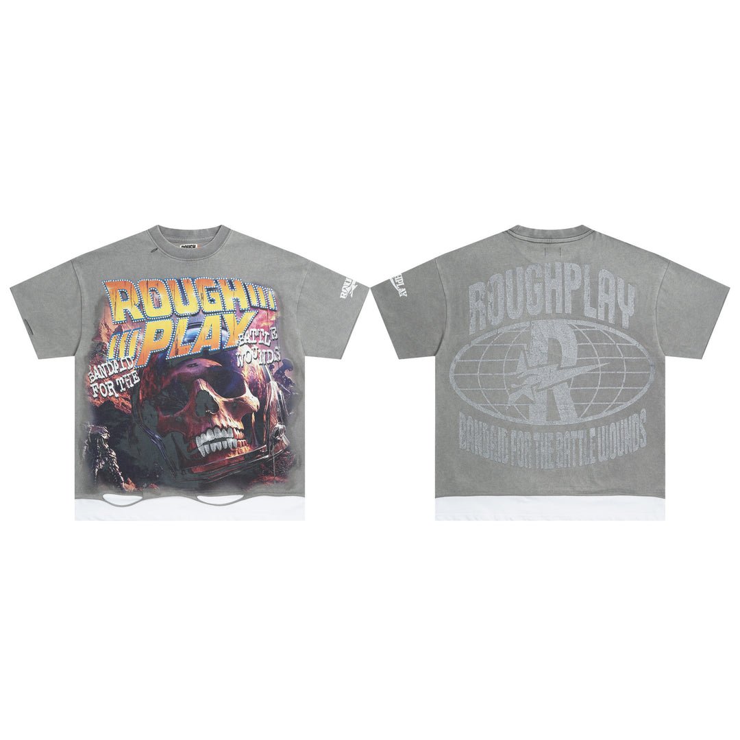 RoughPlay NYC Distressed, Ripped, and Sparkling Short-Sleeve T-Shirt