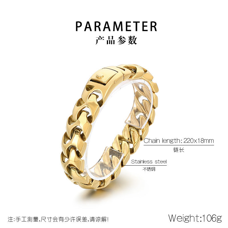 Bold punk dragon bone square snap buckle bracelet
