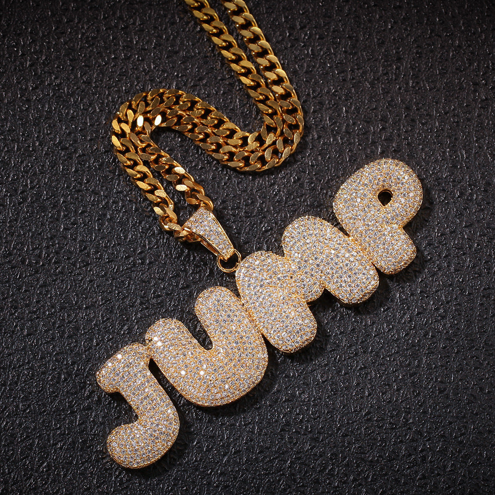 Hip-Hop Zircon English 26 Letters Micropaved Pendant