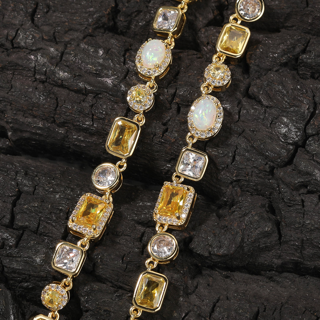 HIPHOP Copper Zirconia Necklace and Bracelet