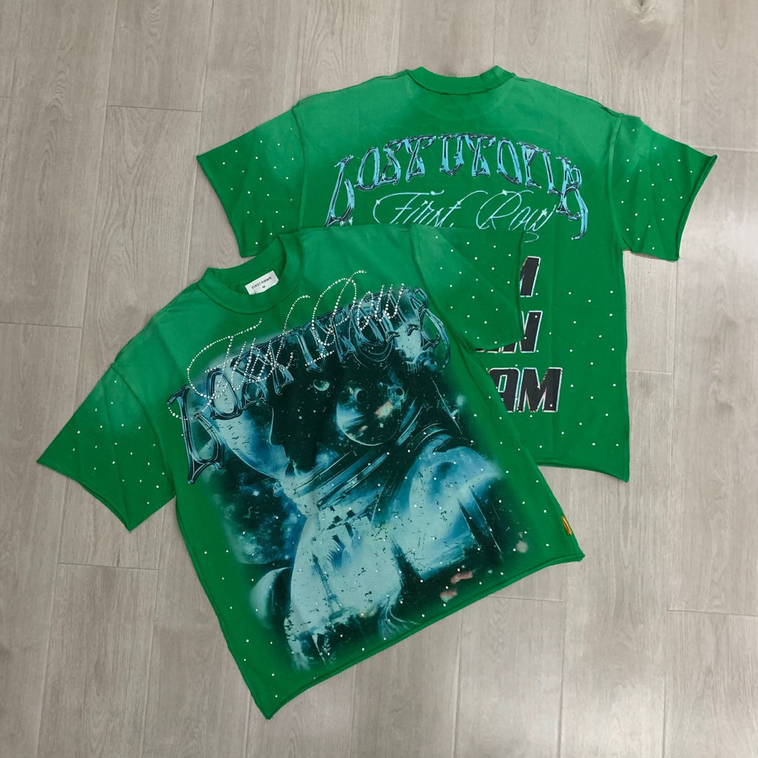 FIRST ROW LOST UTOPIA UNIVERSE CROPPED TEE White