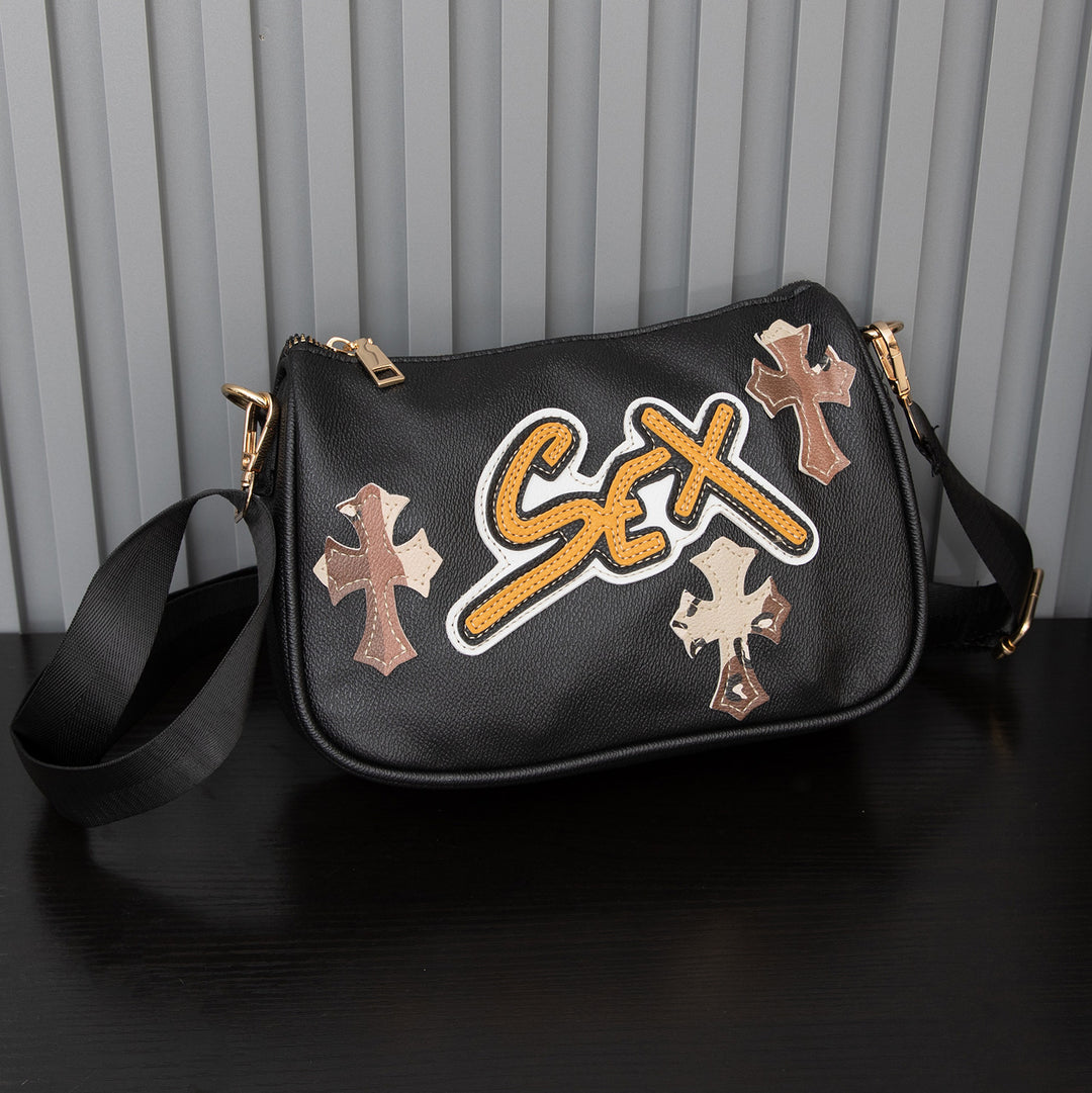 Chrome Hearts cross camouflage PU leather crossbody bag