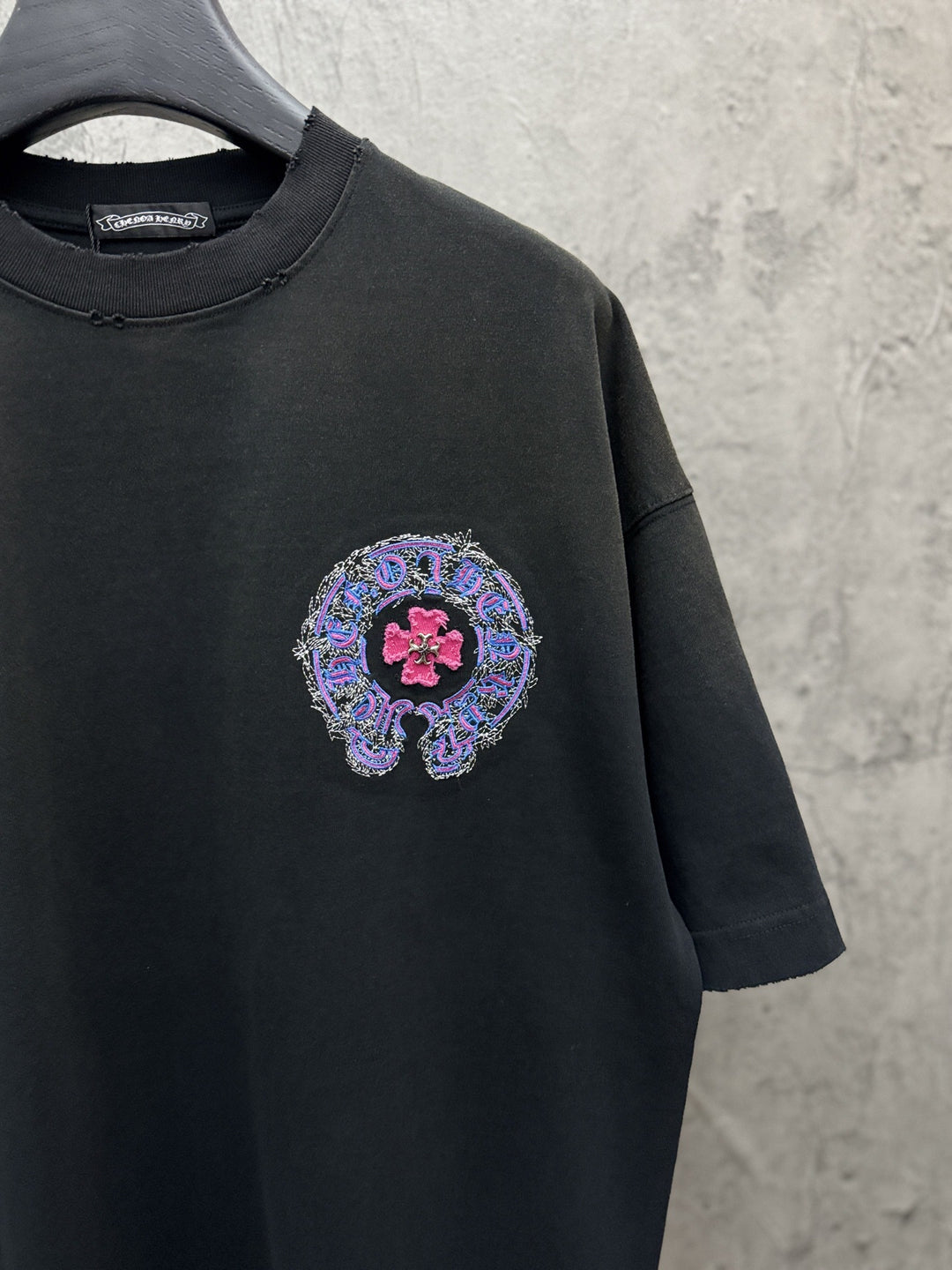 Chrome Hearts Washed Appliqué Embroidered Short-Sleeve T-Shirt