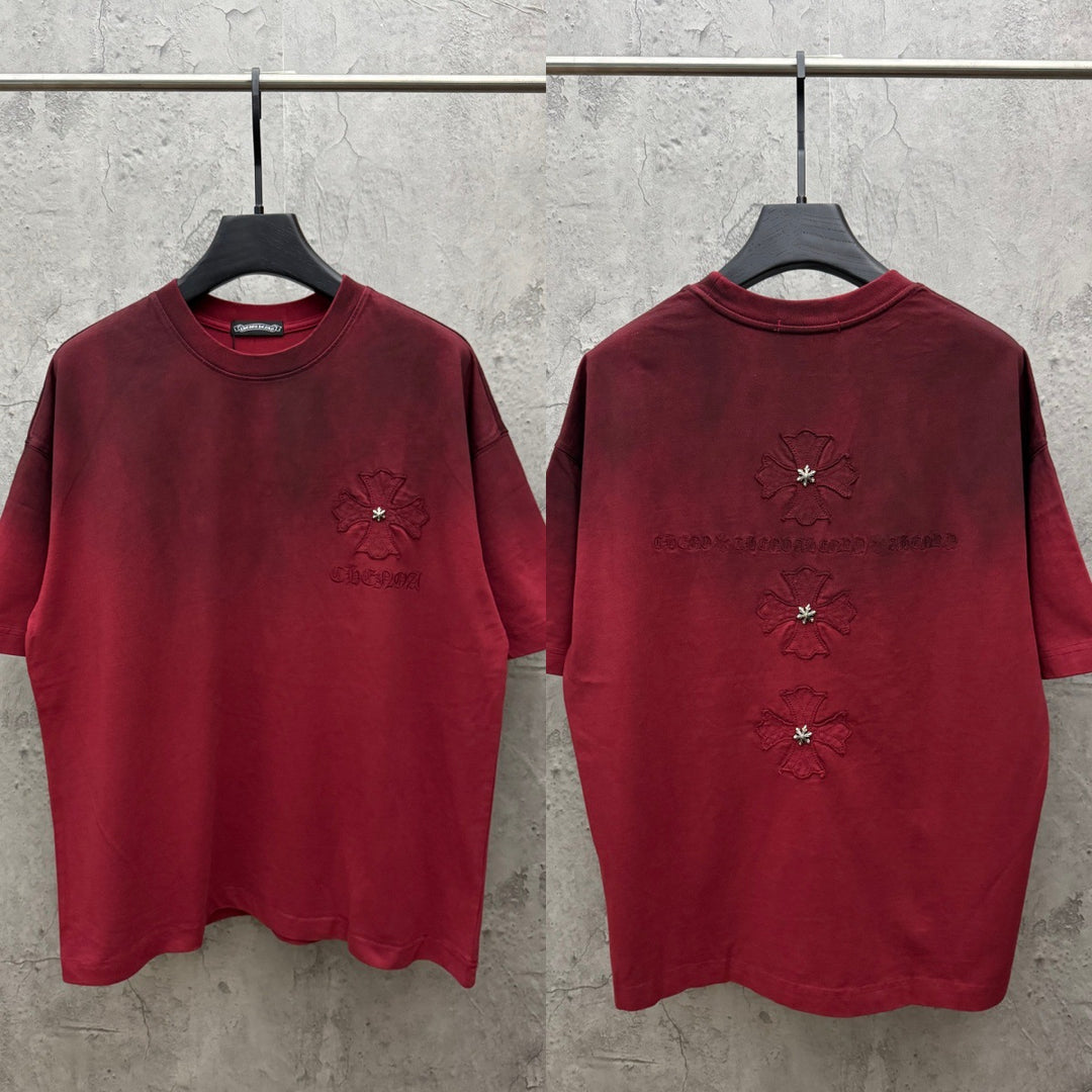 Chrome Hearts American style appliqué embroidered couple T-shirt