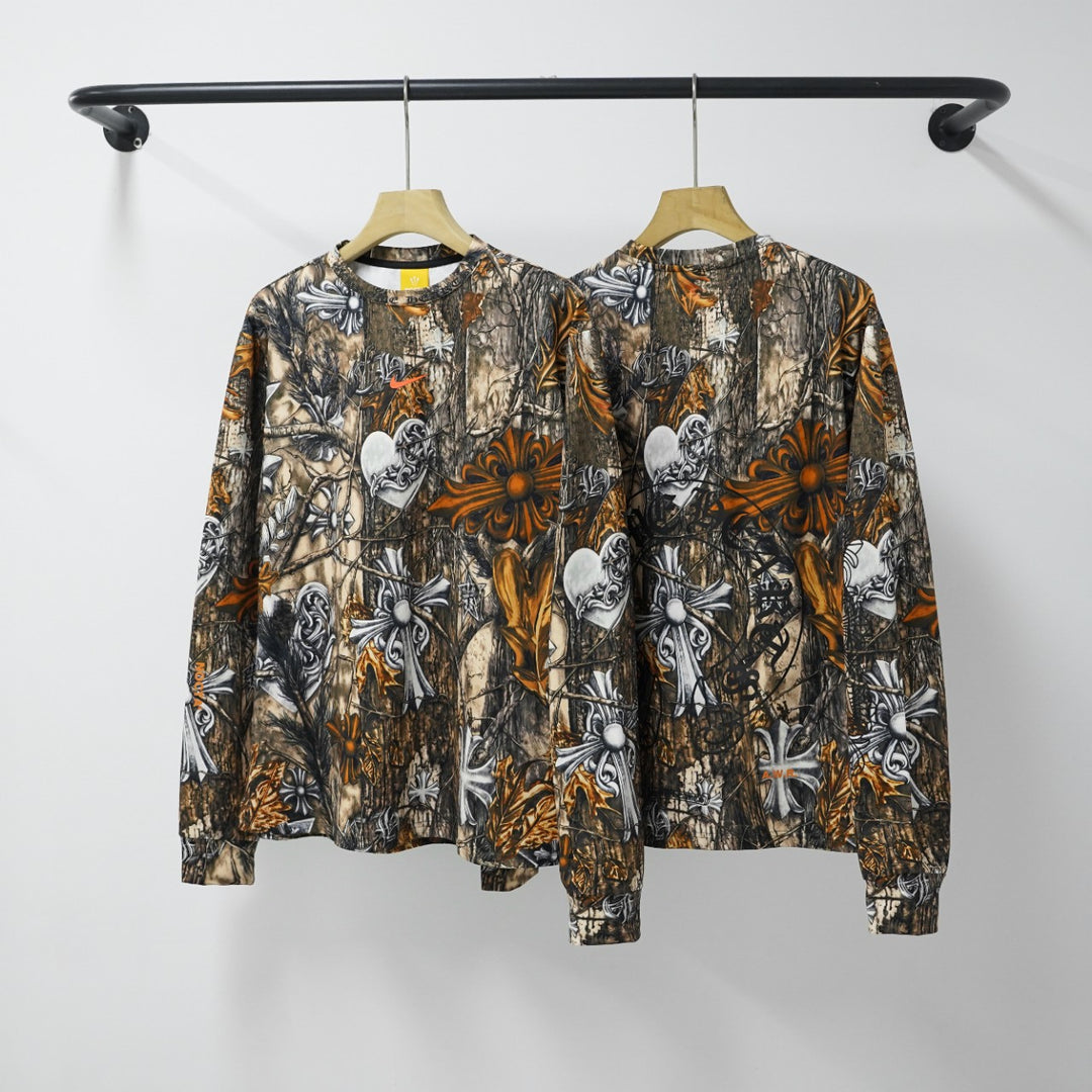 Chrome Hearts Bark Texture Print Long-Sleeve T-Shirt