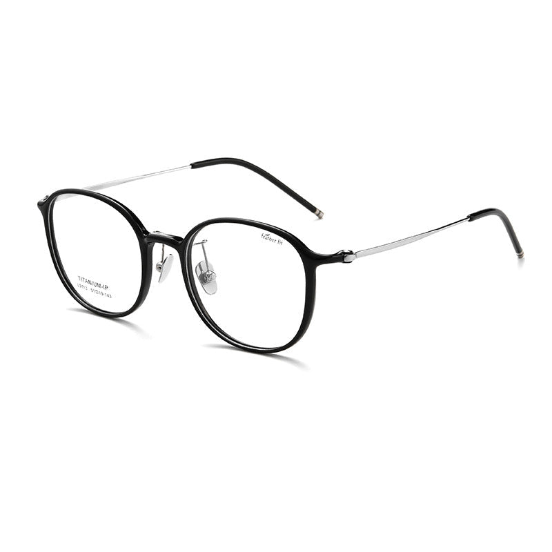 Oval ultra-light pure titanium face-slimming glasses