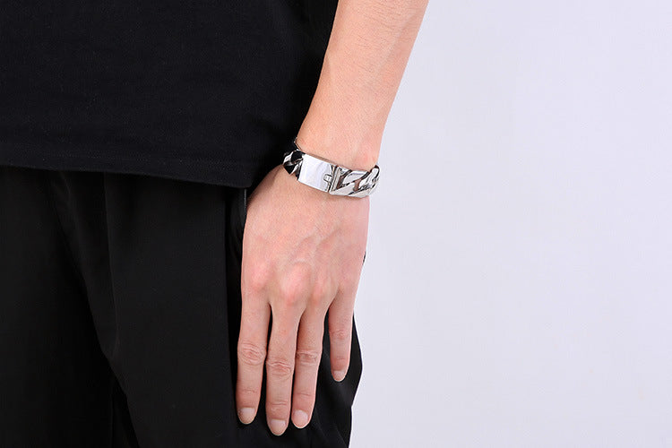 Thin 20mm Cuban chain stainless steel bracelet