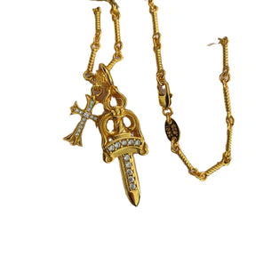 chrome hearts sword cross gold necklace