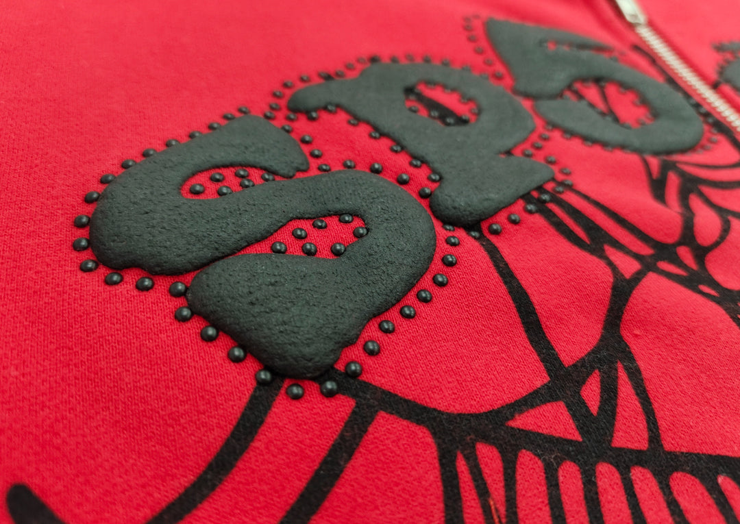 Sp5der fleece-lined zip-up spider web jacket