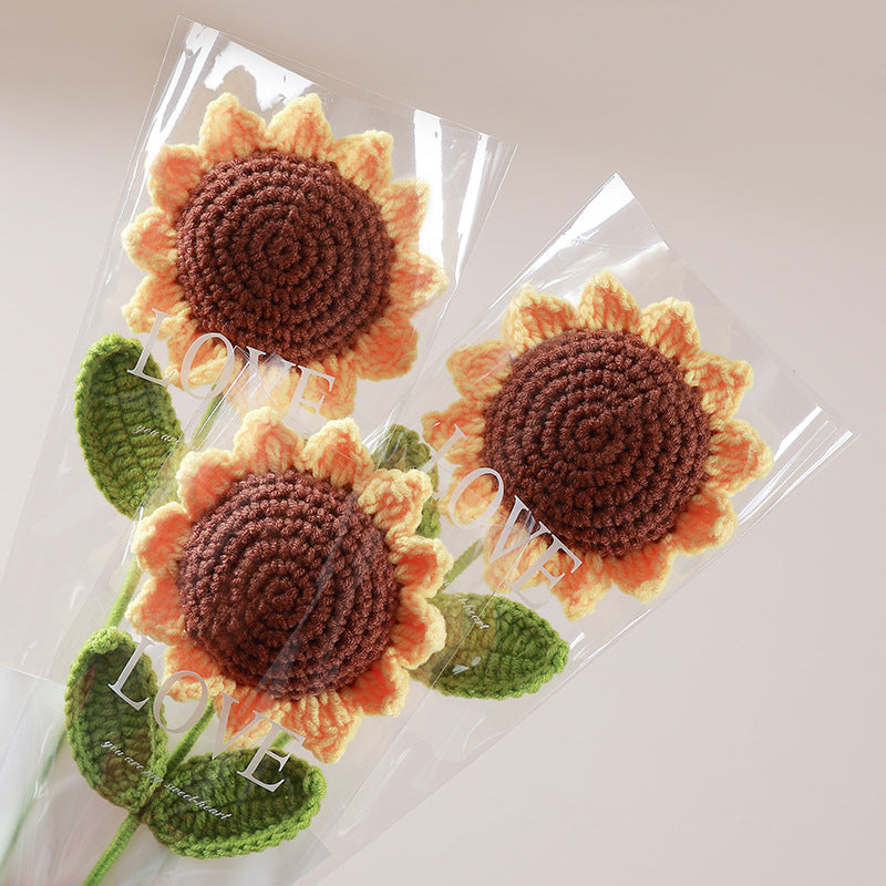 Sunflower hand-knitted flowers wool crocheted gift flower