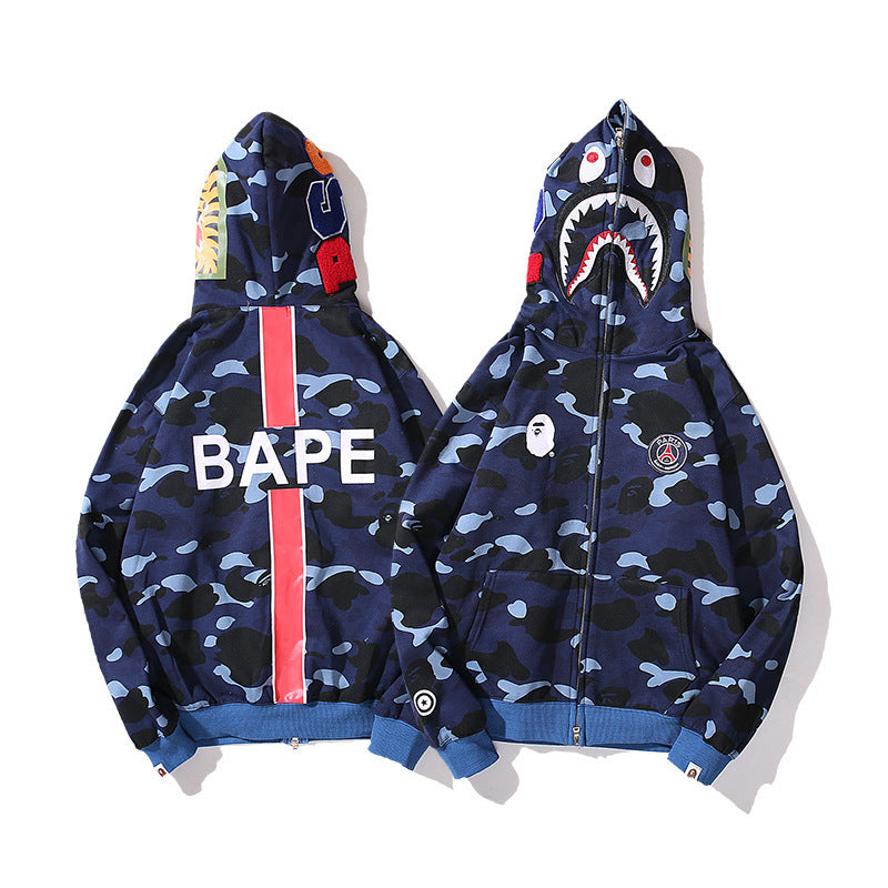 BAPE Shark camouflage hooded cardigan jacket