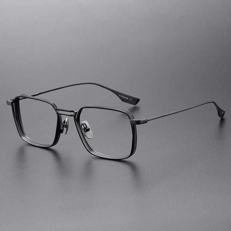 Matte Black Titanium Square Eyeglasses Frame