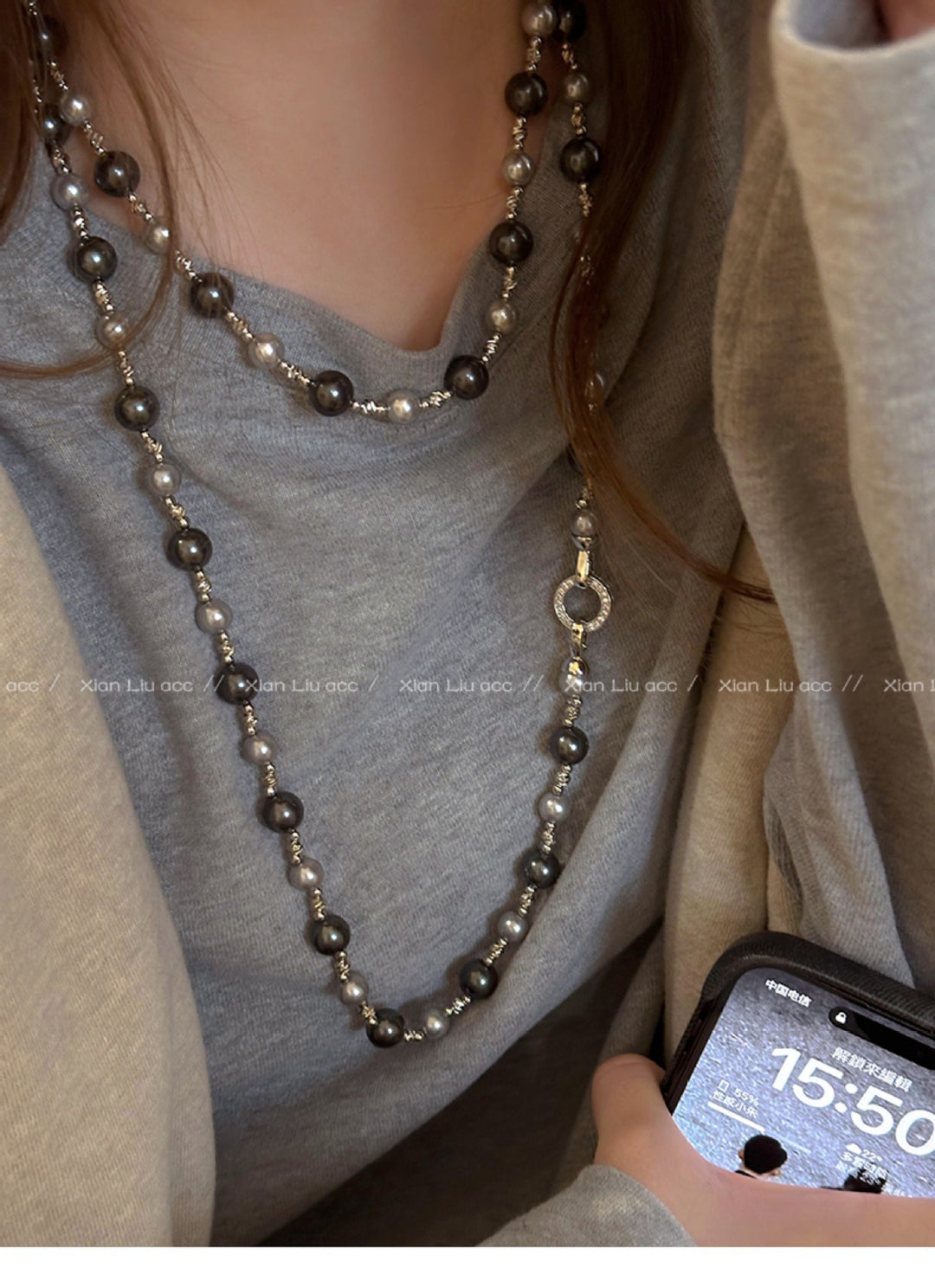 rozenkrans ketting Tahitiaanse parelketting