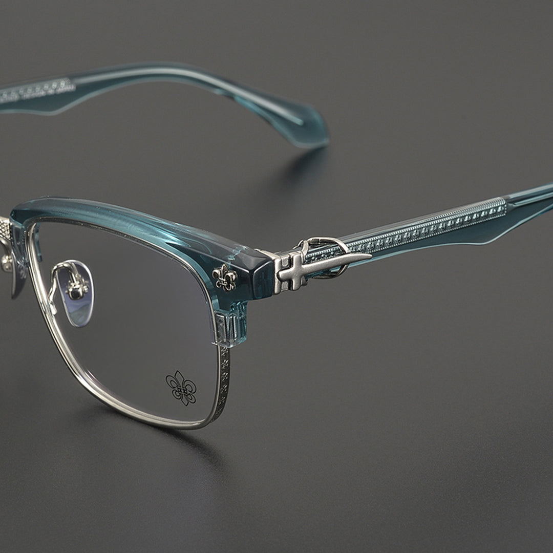 Chrome Hearts Style Business Semi Rimless Eyeglasses