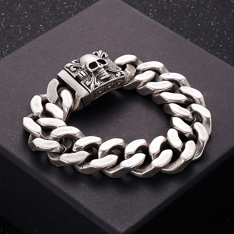 Skull Cuban chain titanium steel bracelet