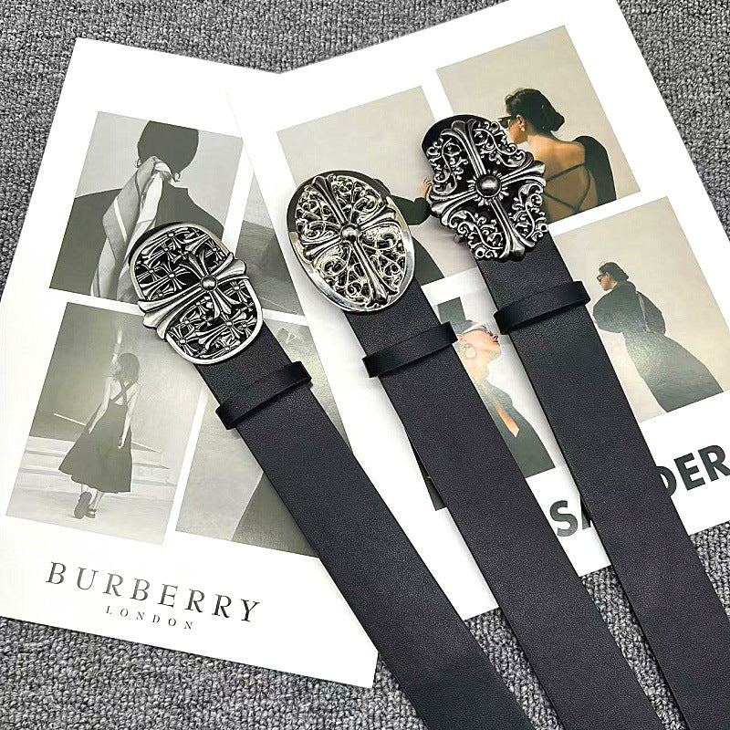 Chrome Hearts Cross Buckle Embossed Belt