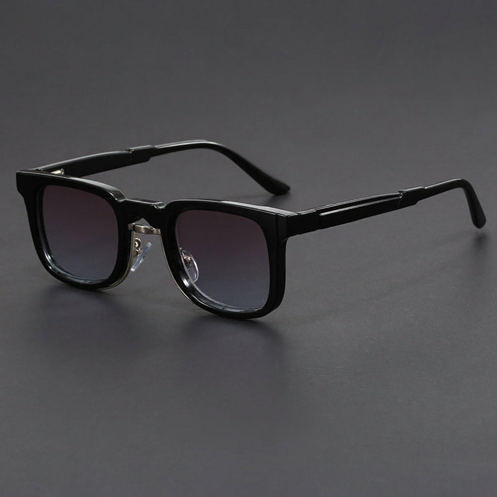 Retro European and American Square Sunglasses with Spring Temples