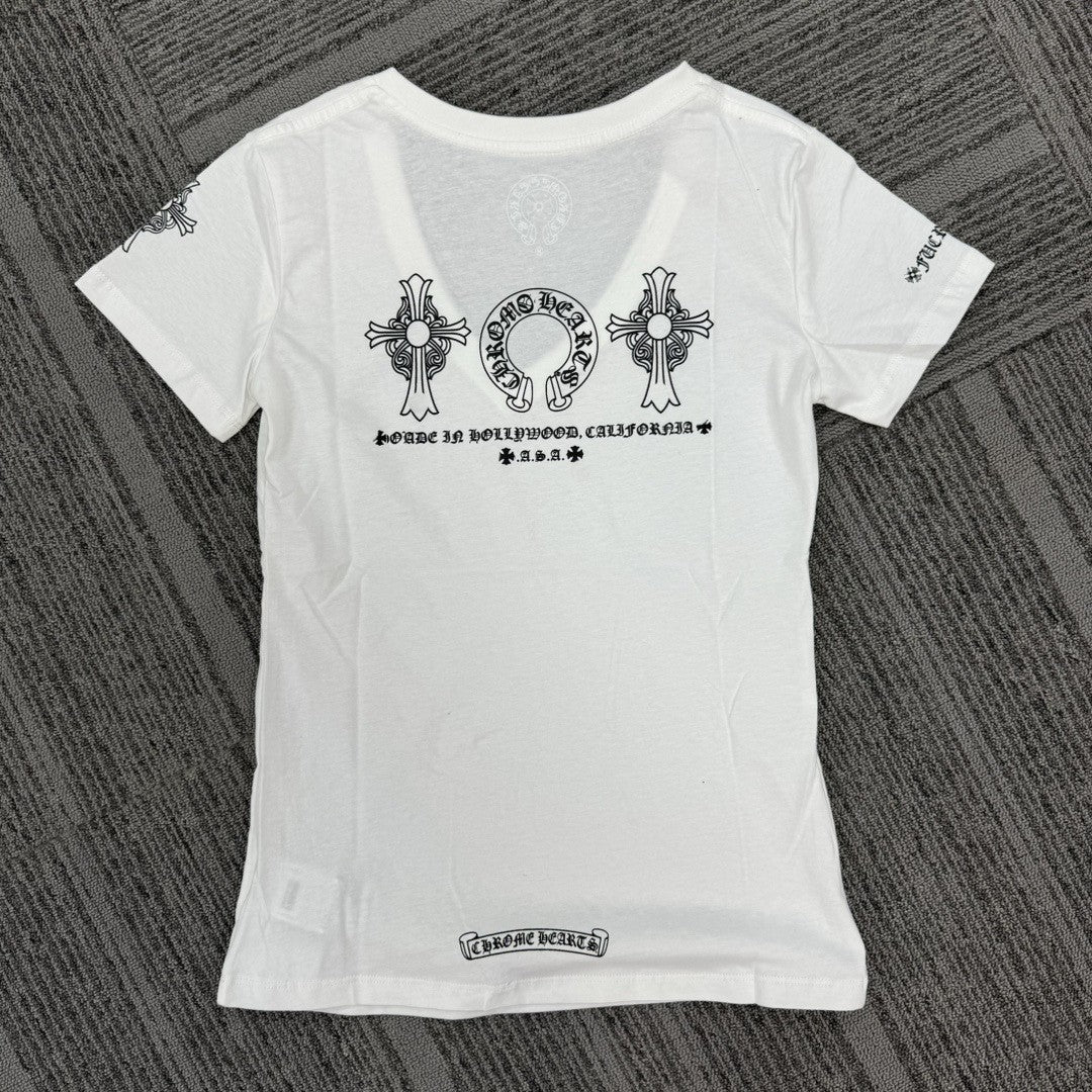 Chrome Hearts V-neck slim fit short-sleeved T-shirt
