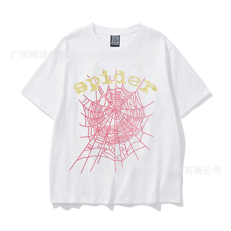 Sp5der short-sleeved foam letter T-shirt