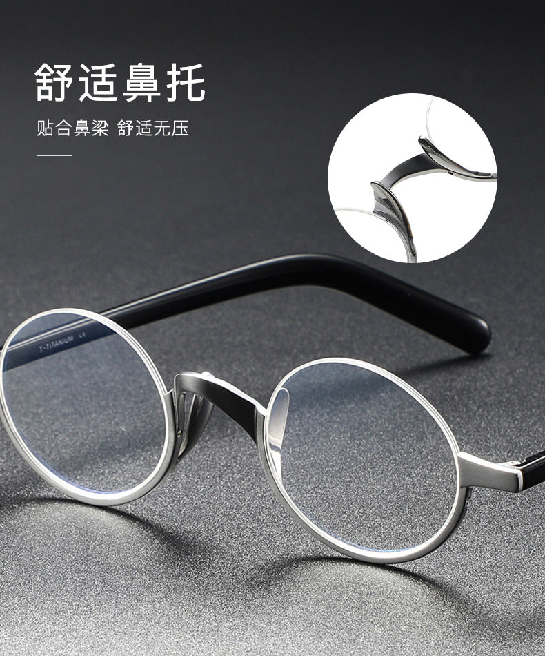 KMN80 round semi-rimless pure titanium glasses