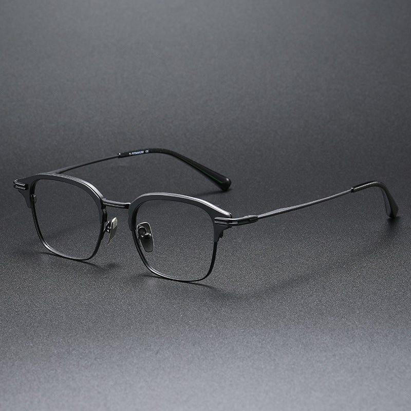 Square-frame business glasses made of pure titanium