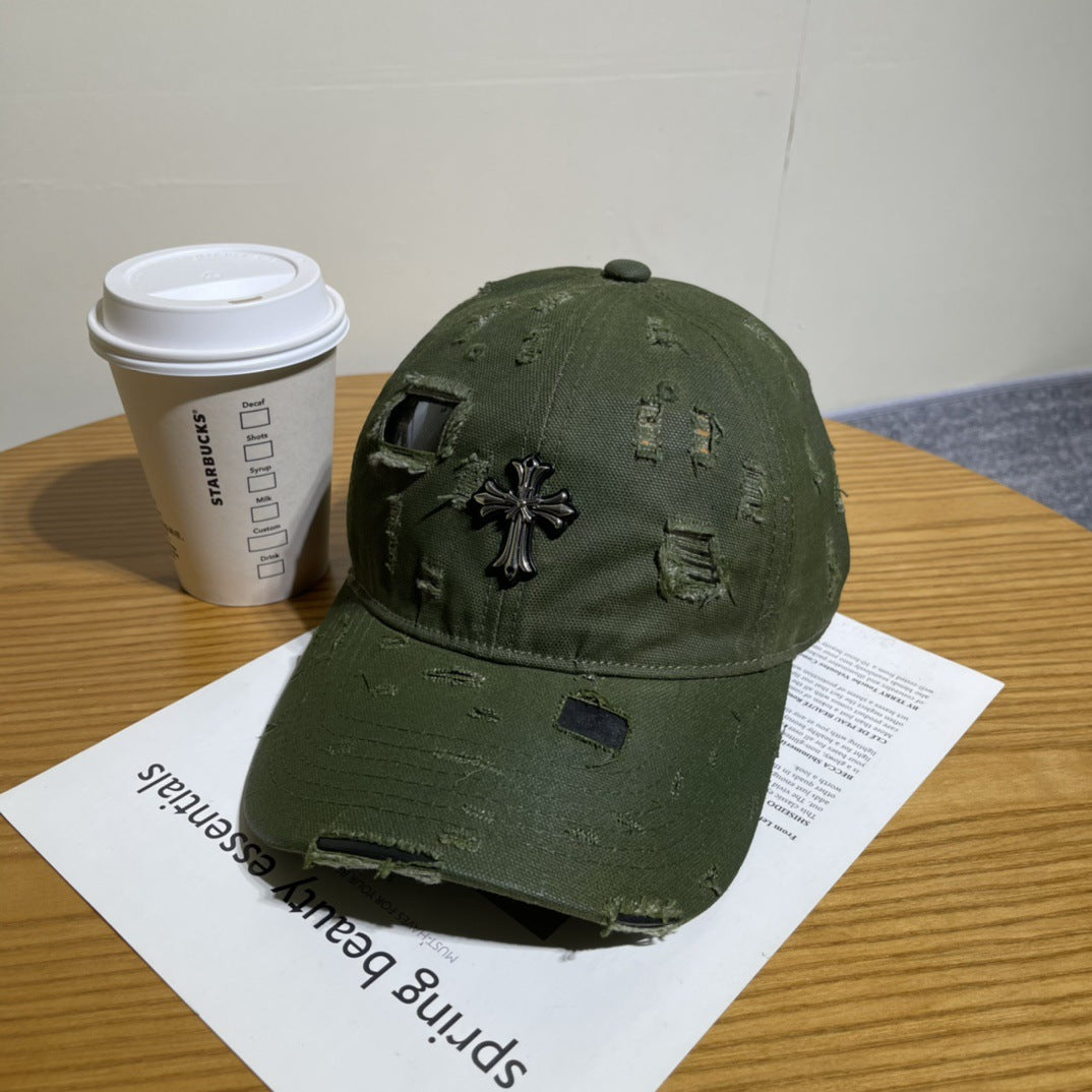 Chrome Hearts Ripped Denim Baseball Cap